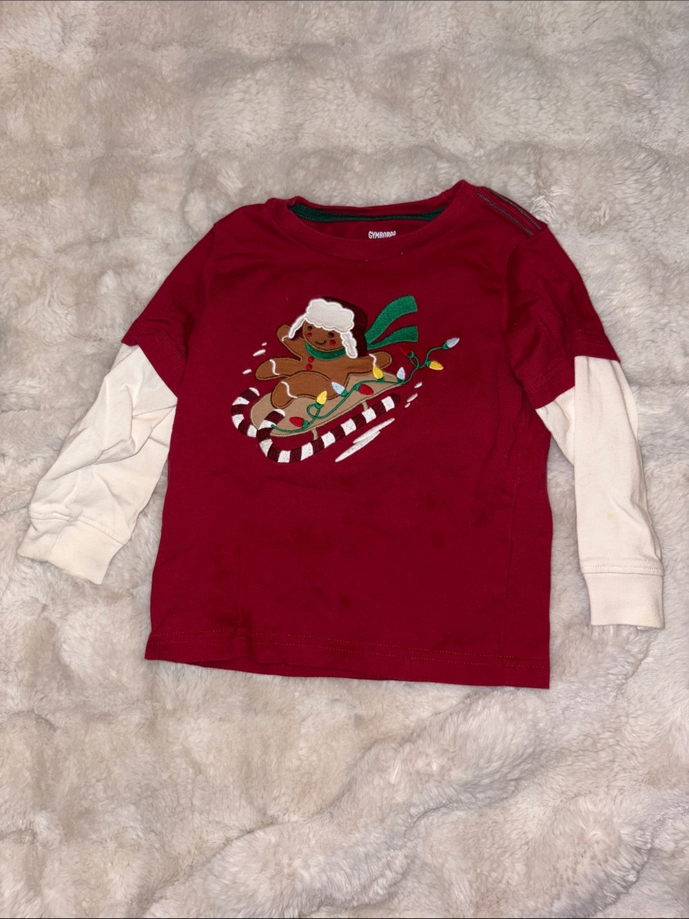 Gymboree Red Layered-Look Gingerbread Sled Long Sleeve Tee